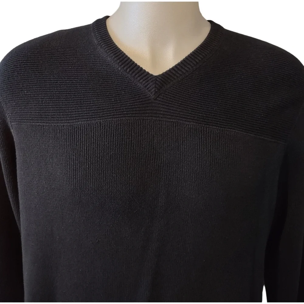 Banana Republic Sweater Men's Adult Large Black Knit Casual V Neck Heavy weight